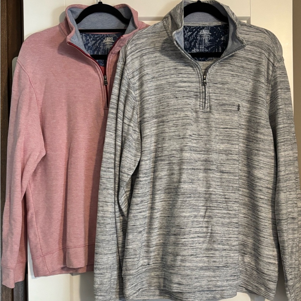 Men's Gray and Pink Quarter-Zip Shirts